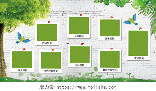 绿色简约照片墙展板